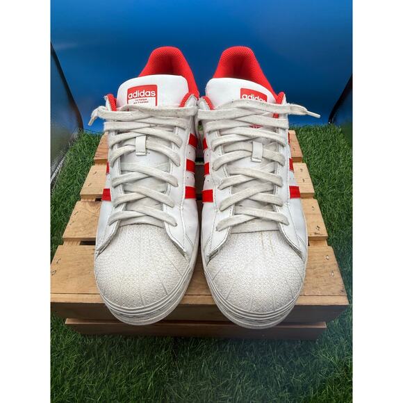 Adidas Superstar White Vivid Red Shell Toe Sneakers-Men\'s Size 13-GZ3741 Low Top main image 7